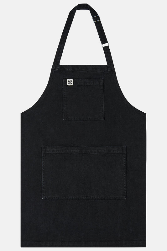 Ada - Heavyweight Denim Apron in Washed Black