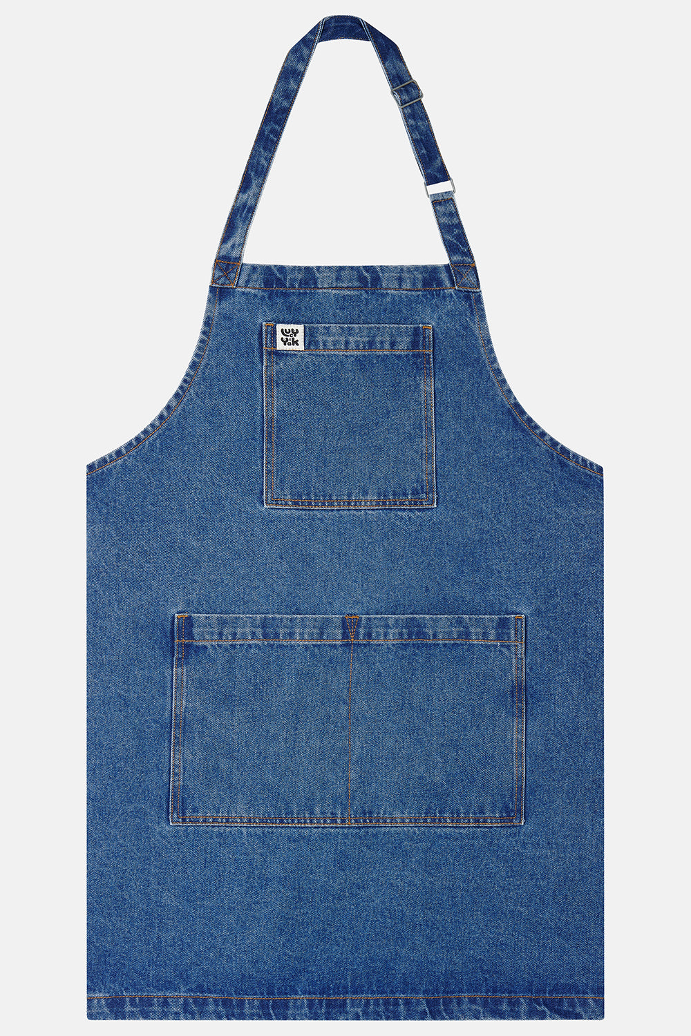 Ada - Heavyweight Denim Apron in Mid Wash Blue