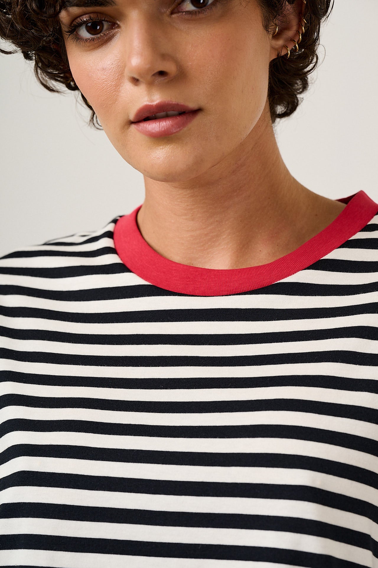 Benny - Oversized Cotton T-Shirt in Black & White Stripe