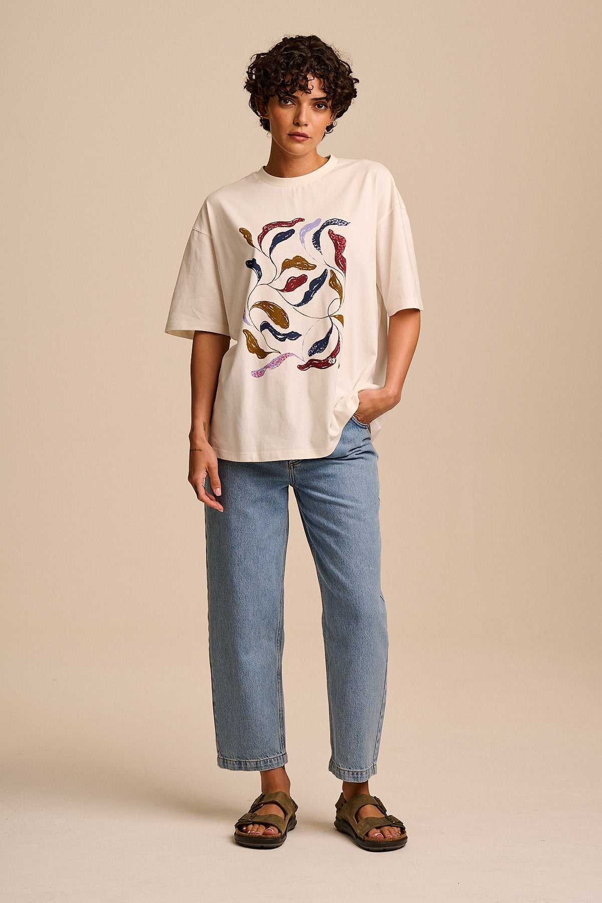 Benny Oversized T-Shirt - Organic Cotton in Fluid Leaf