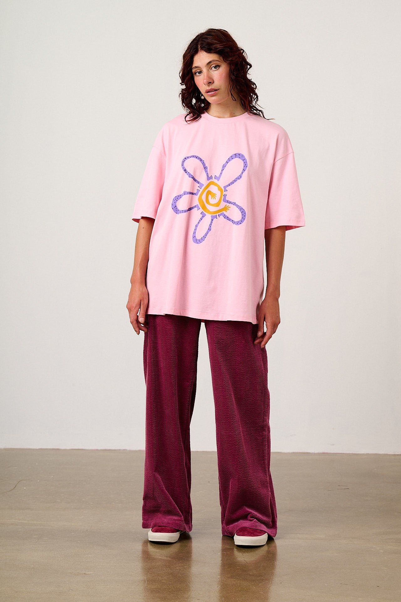 Benny - Oversized Cotton T-Shirt in Pin It Polly & Yak