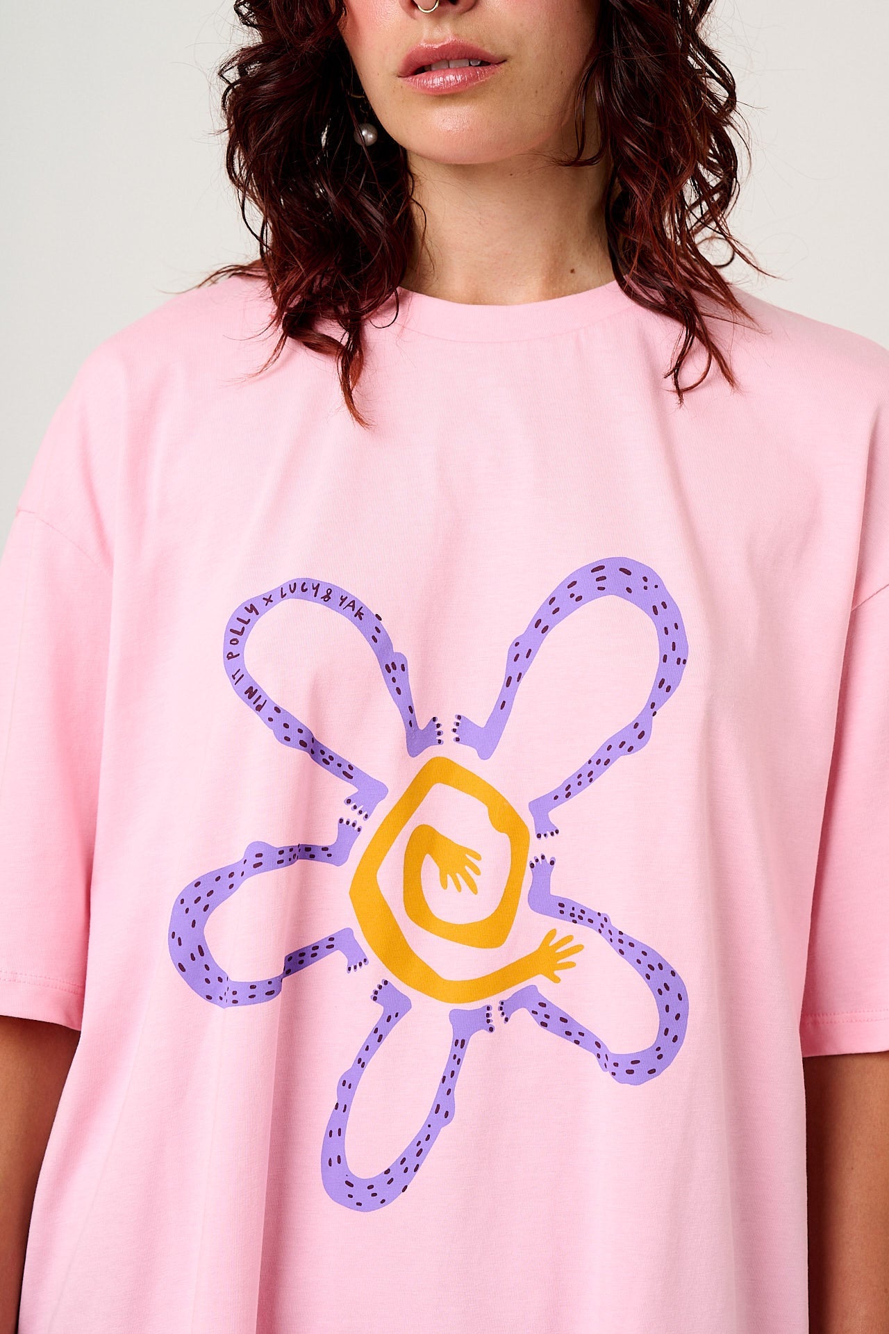 Benny - Oversized Cotton T-Shirt in Pin It Polly & Yak