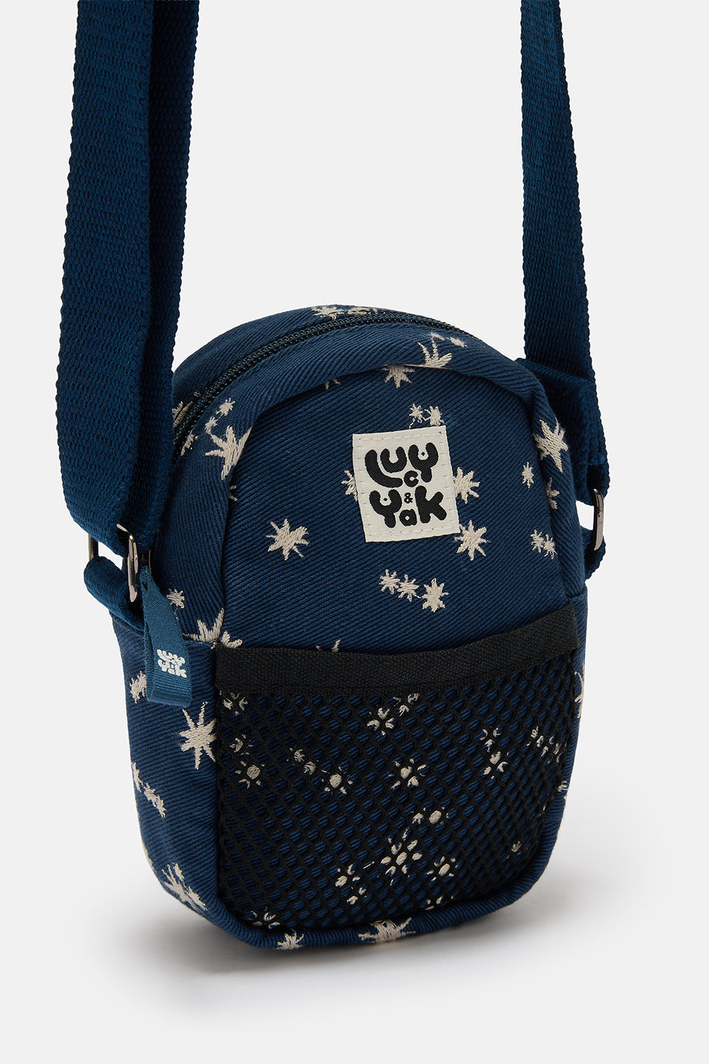 Brady - Crossbody Bag in Navy Moon & Star Embroidery