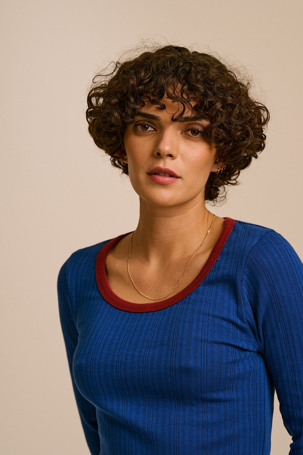 Celeste - Long Sleeve Pyjama in Blue and Burgundy