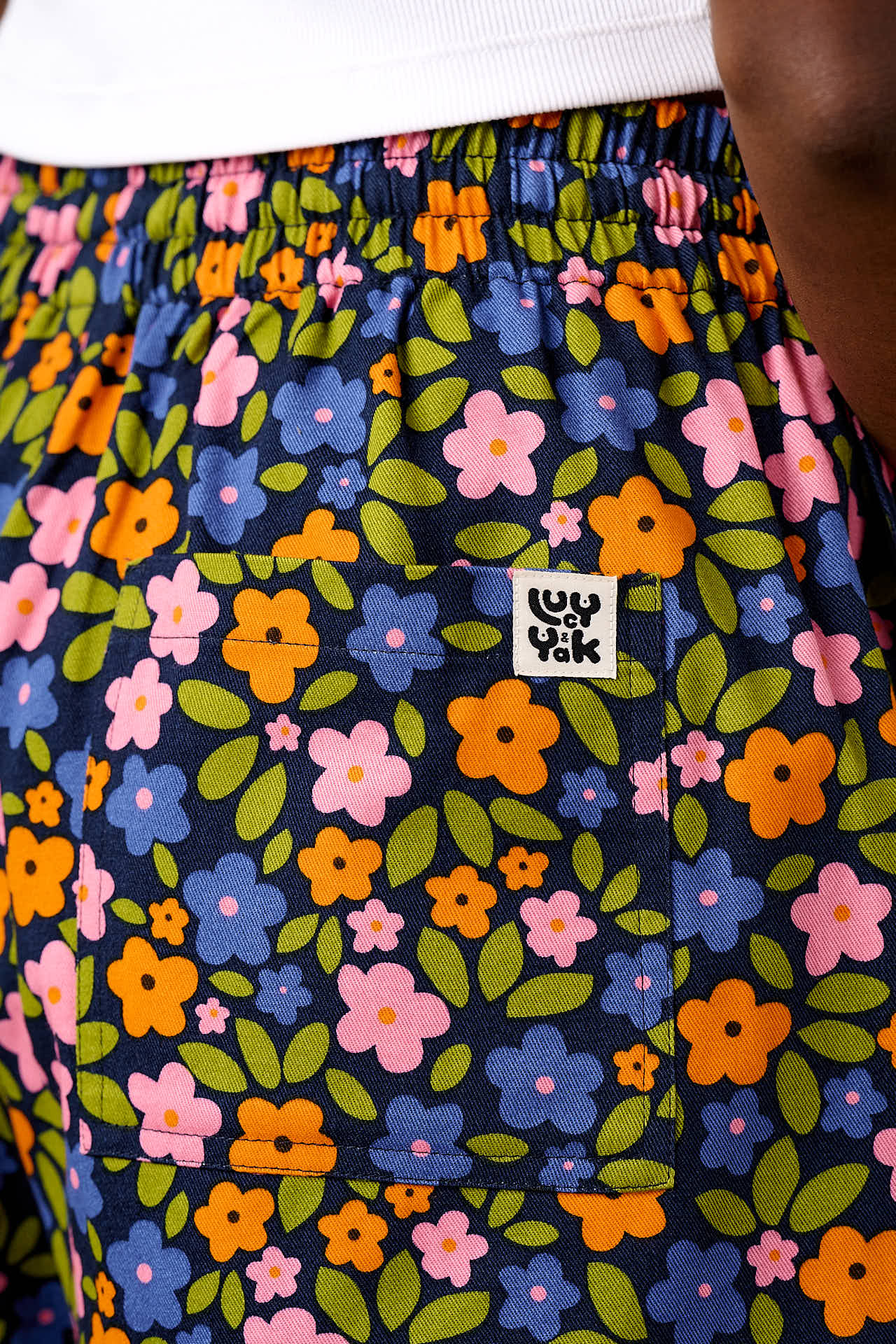 Charlie - Cotton Beach Shorts in Navy Floral