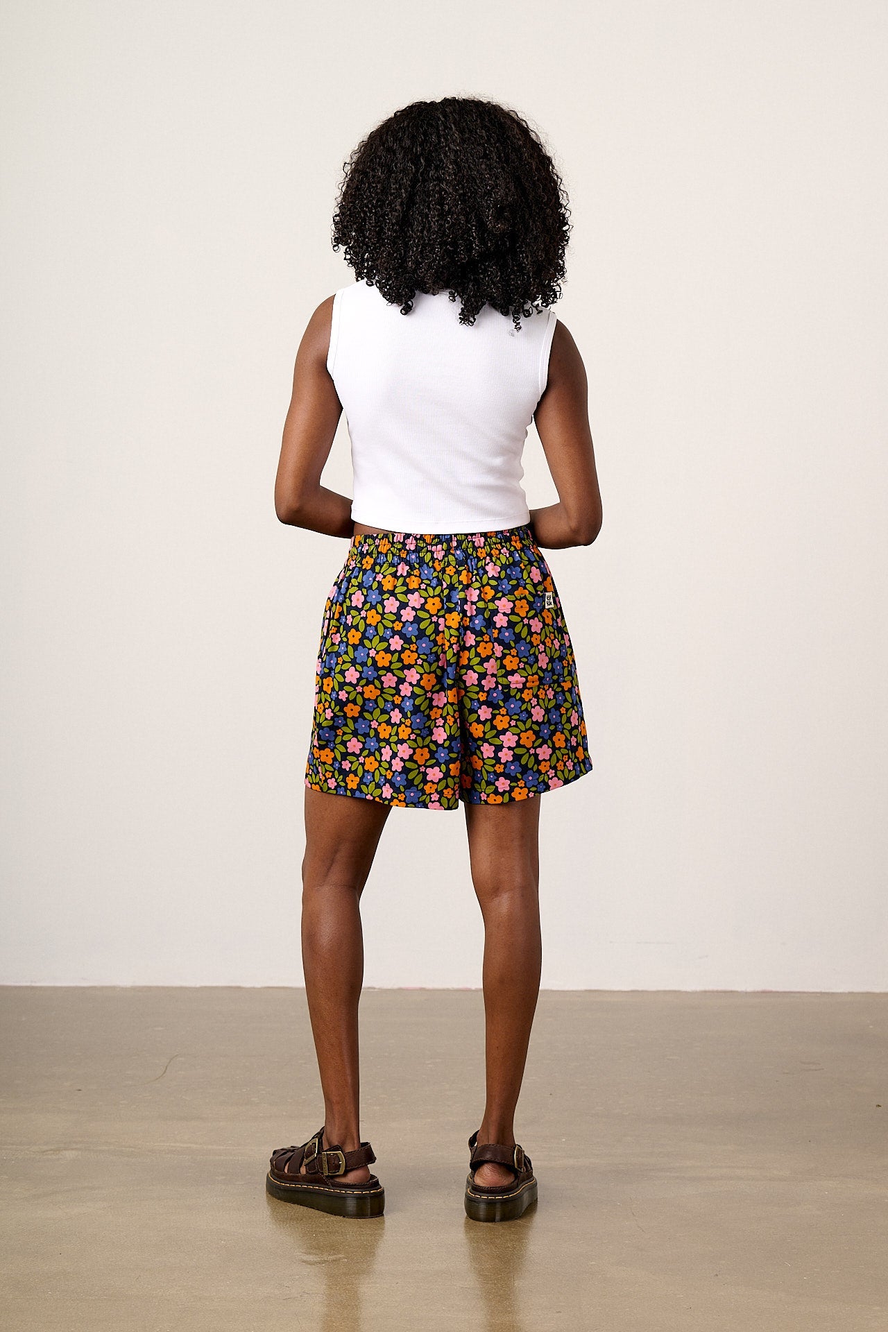 Charlie - Cotton Beach Shorts in Navy Floral