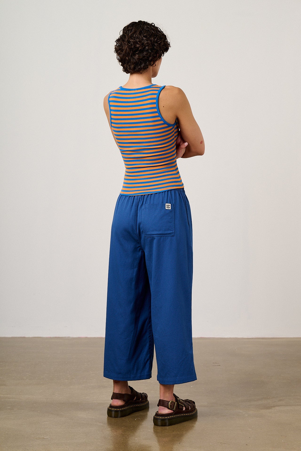 Chuck - Wide Leg Cotton Trousers in Navy