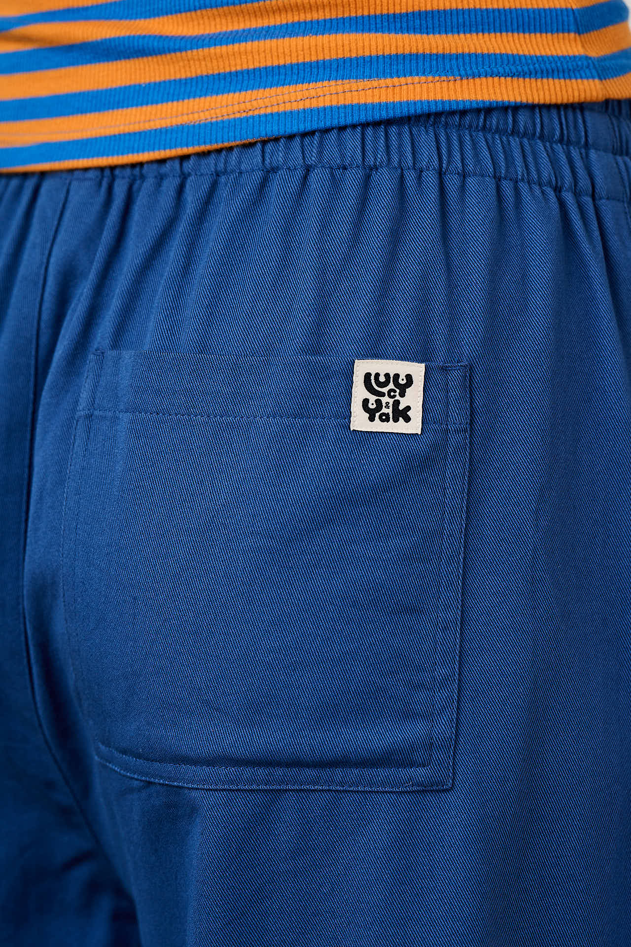 Chuck - Wide Leg Cotton Trousers in Navy
