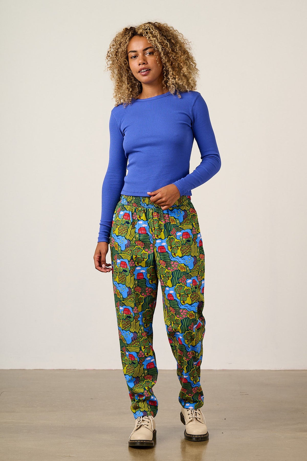 Alexa - Organic Cotton Trousers in Farmyard Scene