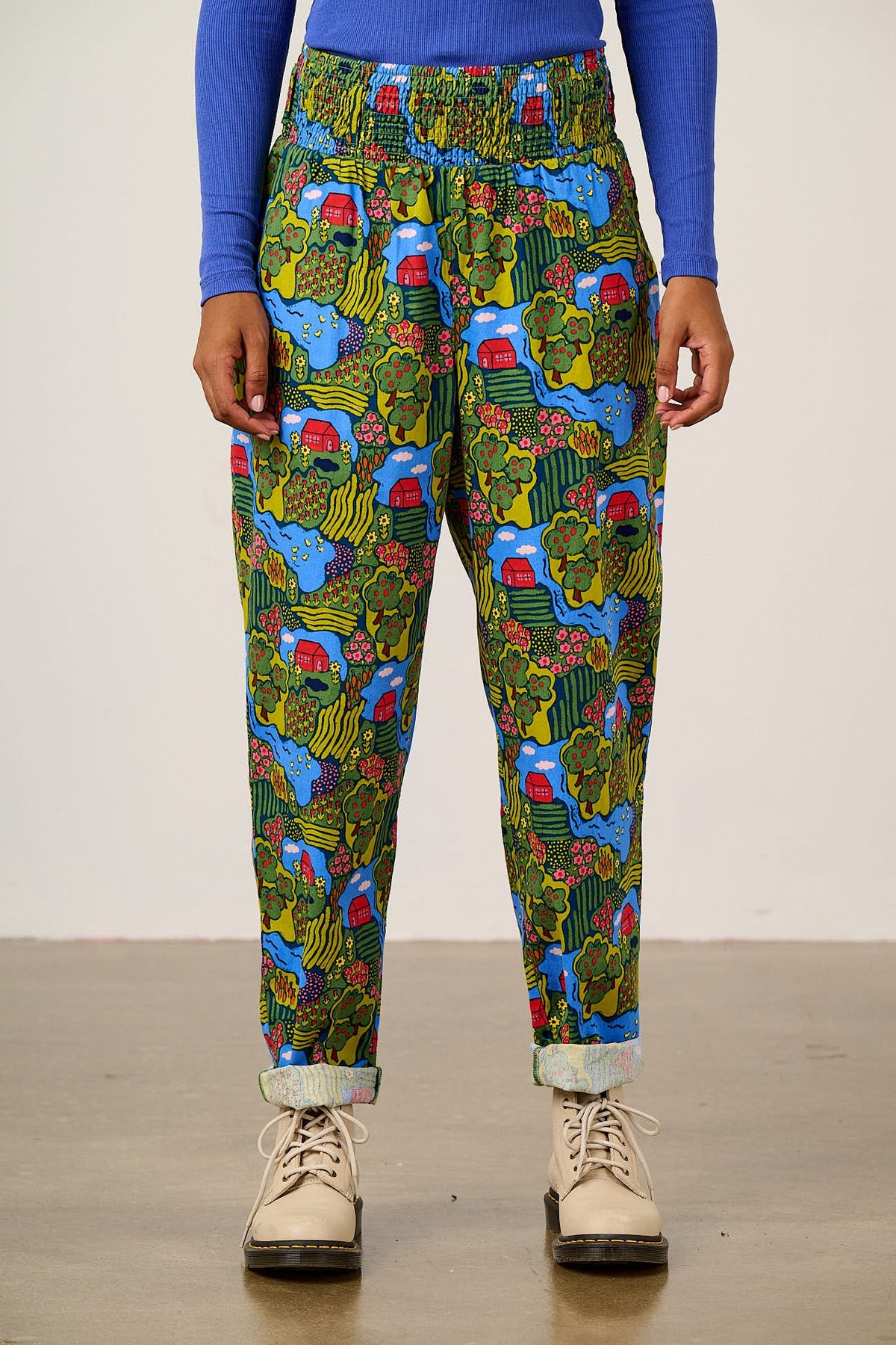 Alexa - Organic Cotton Trousers in Farmyard Scene