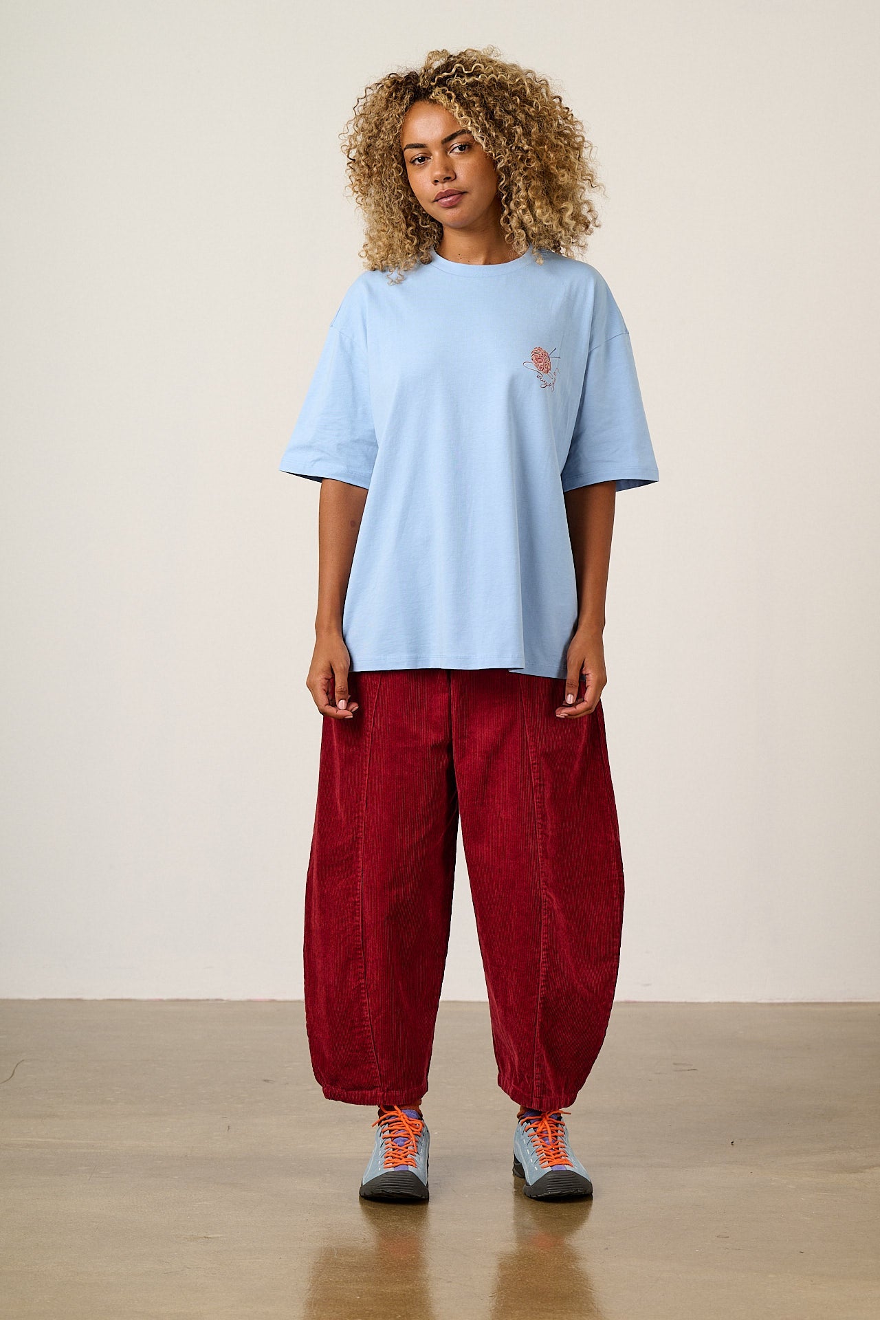 Benny - Oversized Cotton T-Shirt in Knitted Cats