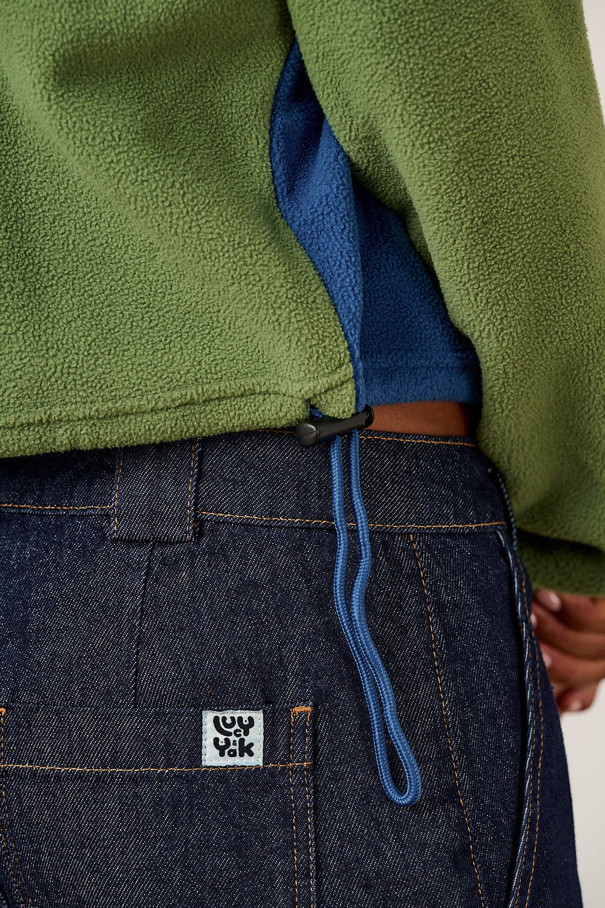 Blake - Cropped Polar Fleece in Green, Purple and Blue Colourblock