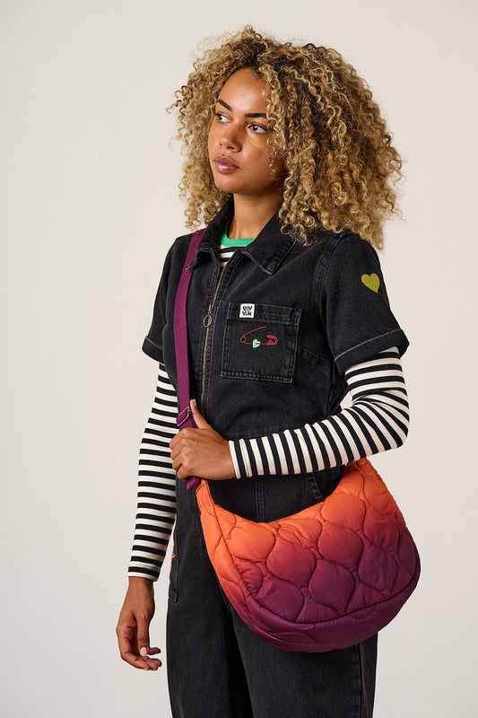 Bryony Crossbody Quilted Bag - Recycled Polyester in Orange Ombre