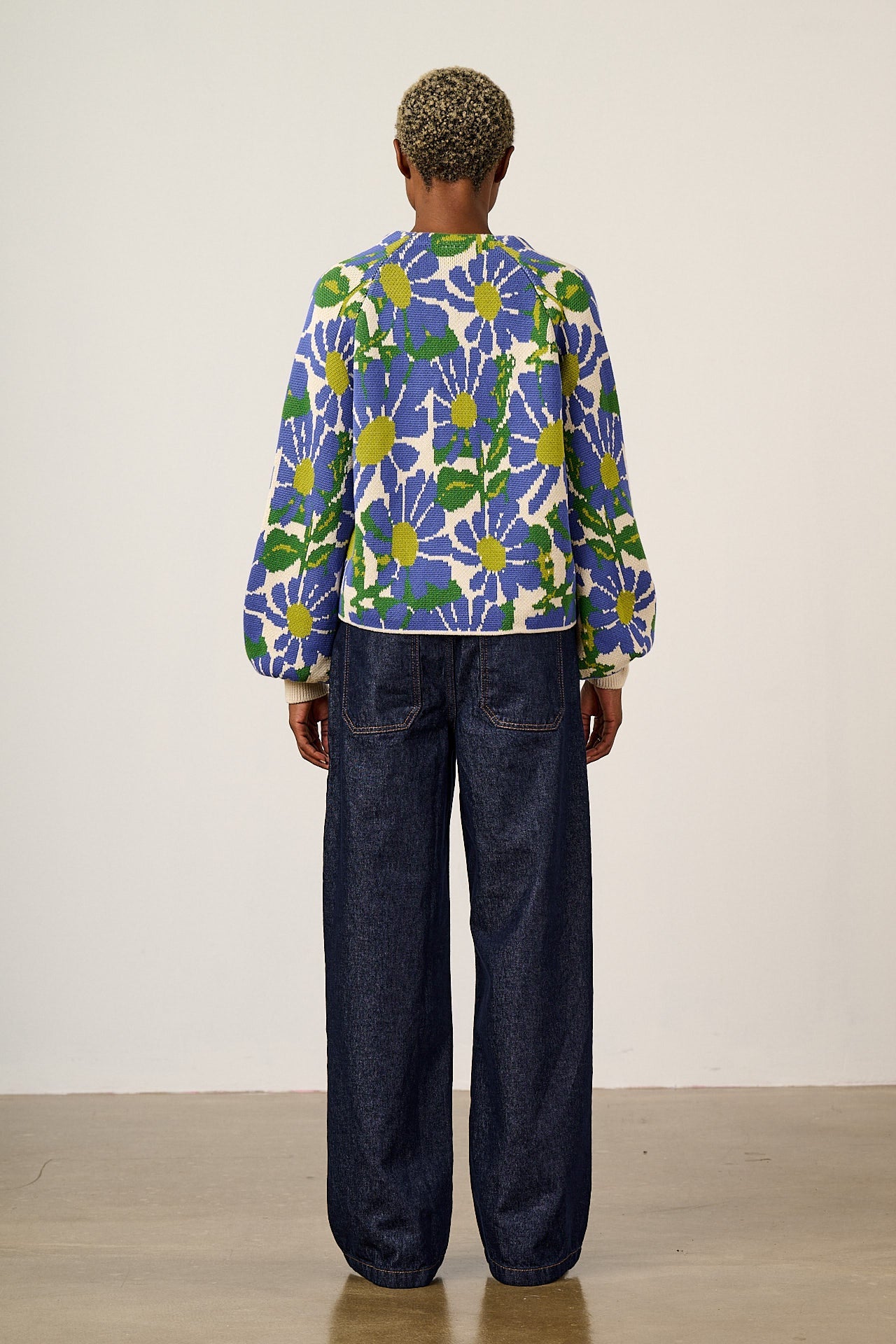 Juniper - Organic Cotton Knit Cardigan in Large Floral