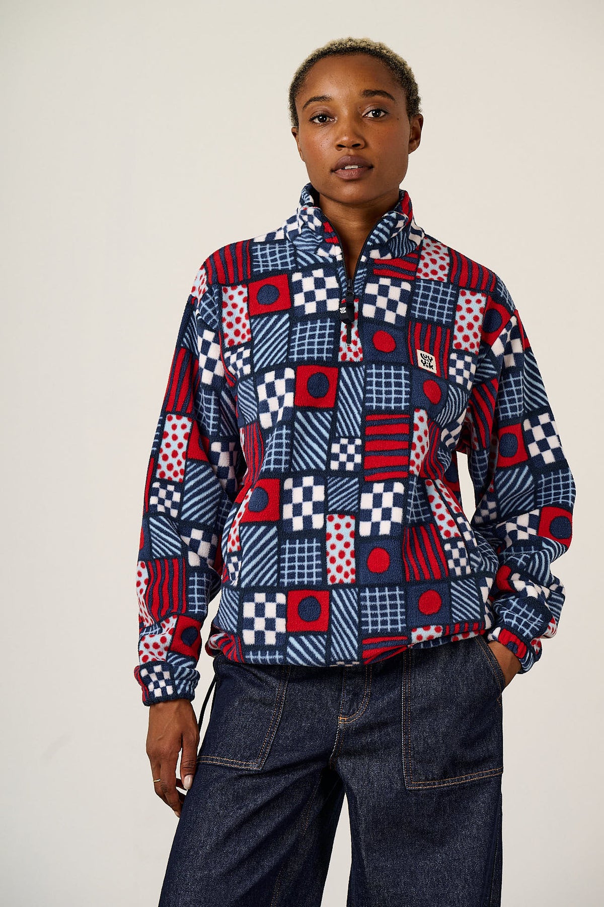 Stevie - Fleece in Ahoy There Checkerboard