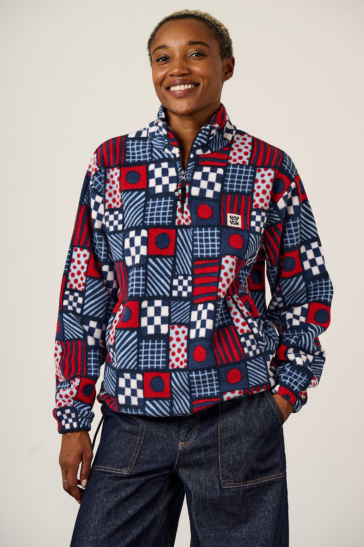 Stevie - Fleece in Ahoy There Checkerboard