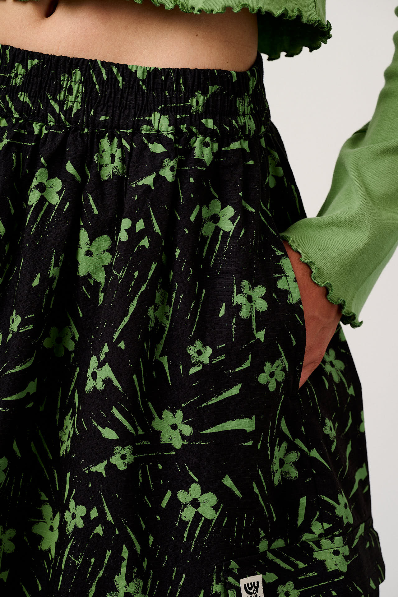 Dakota - Ripstop Midi Skirt in Punk Scribble Floral