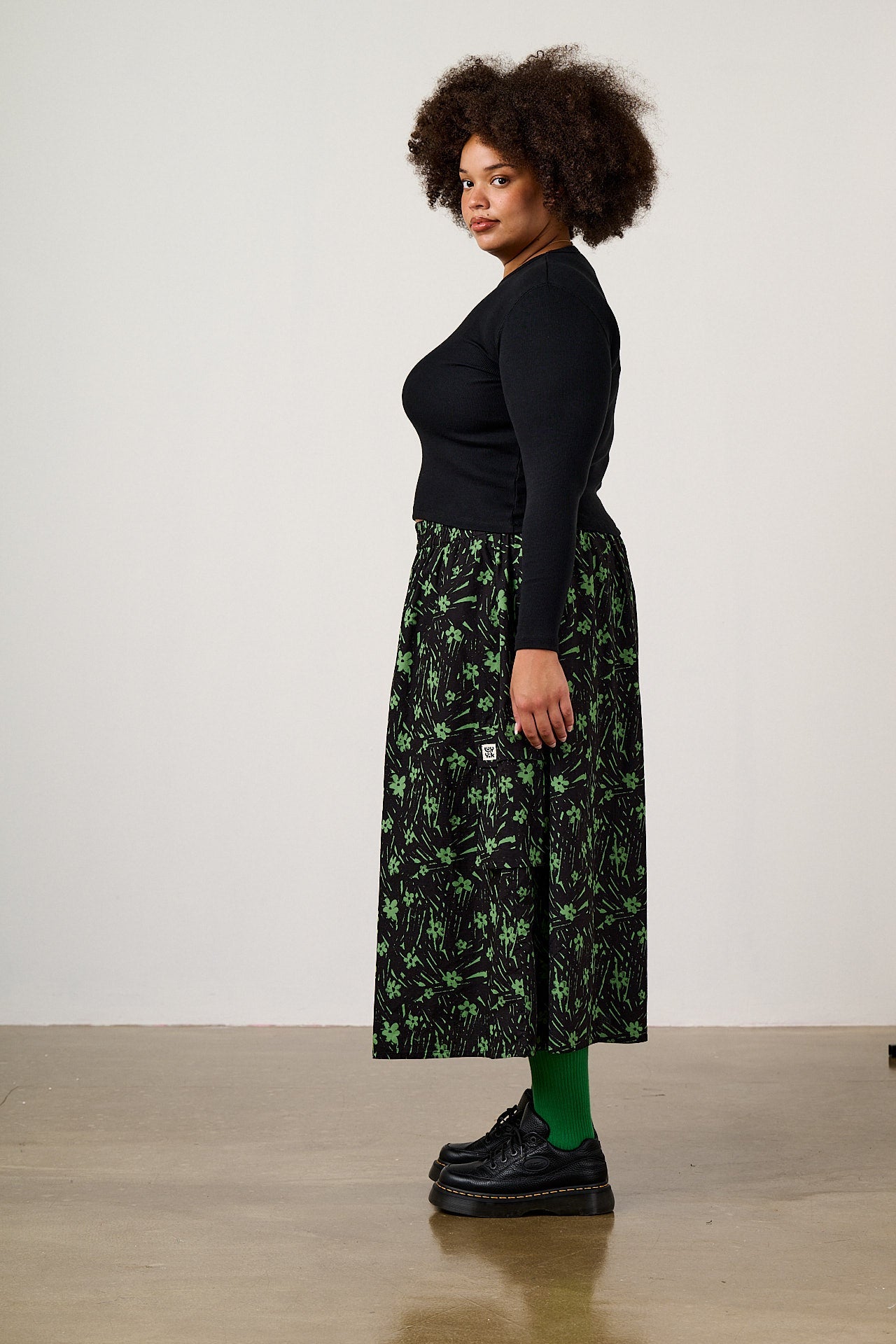 Dakota - Ripstop Midi Skirt in Punk Scribble Floral