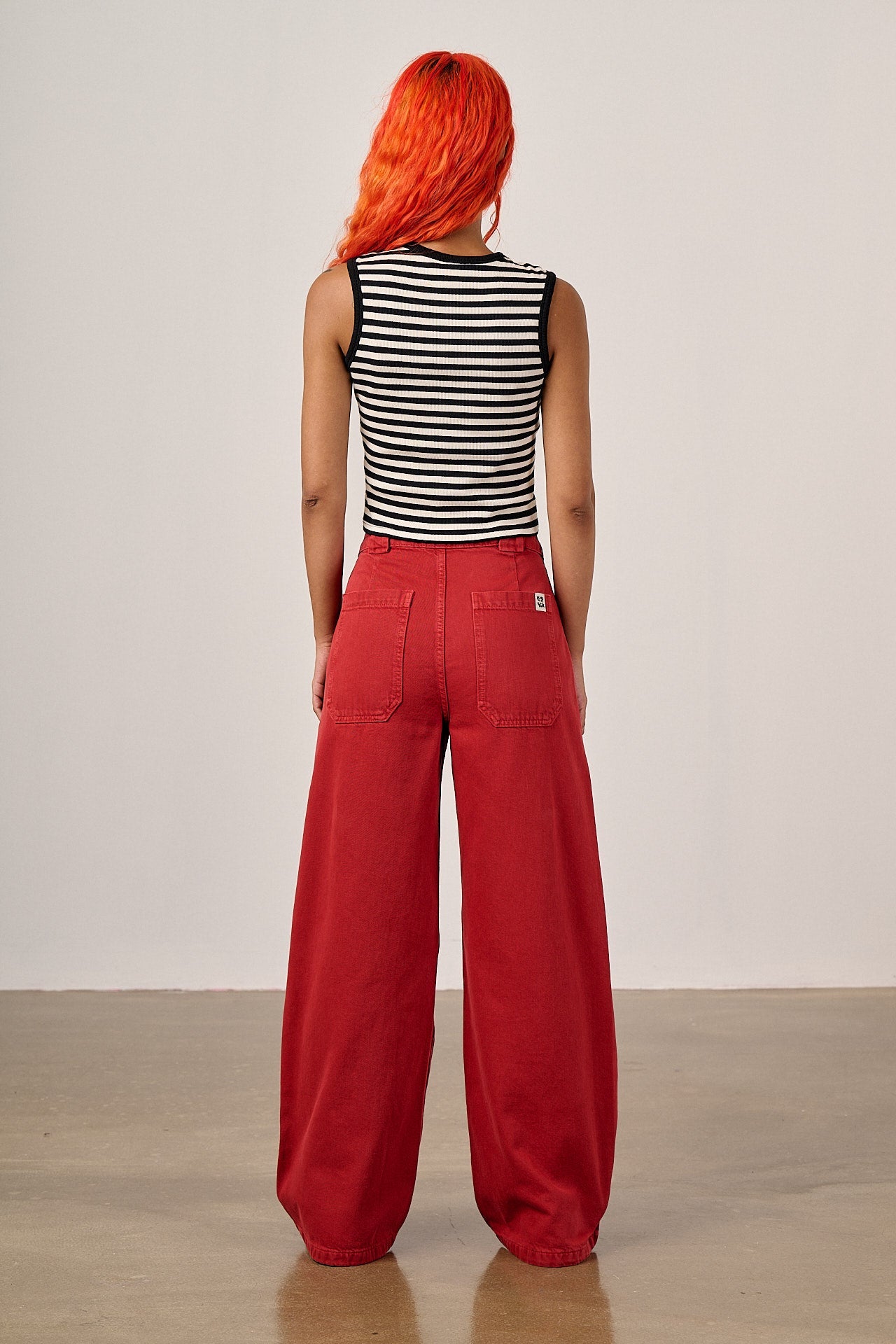 Delores - Wide Leg Denim Jeans in Red Wash