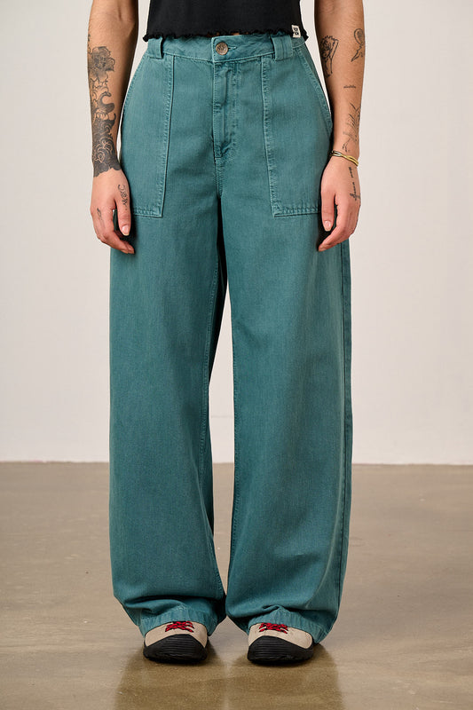 Delores - Wide Leg Denim Jeans in Pagoda Blue