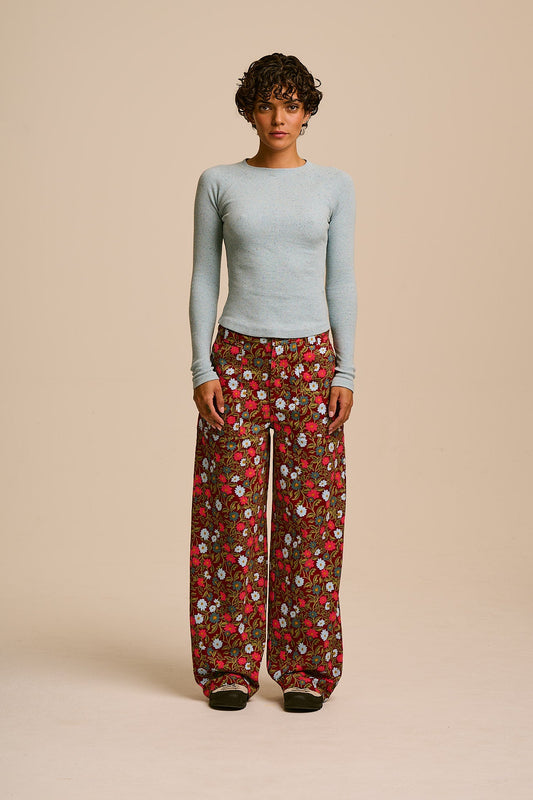 Delores Wide Leg Trousers - Organic Cotton in Palace Floral Print