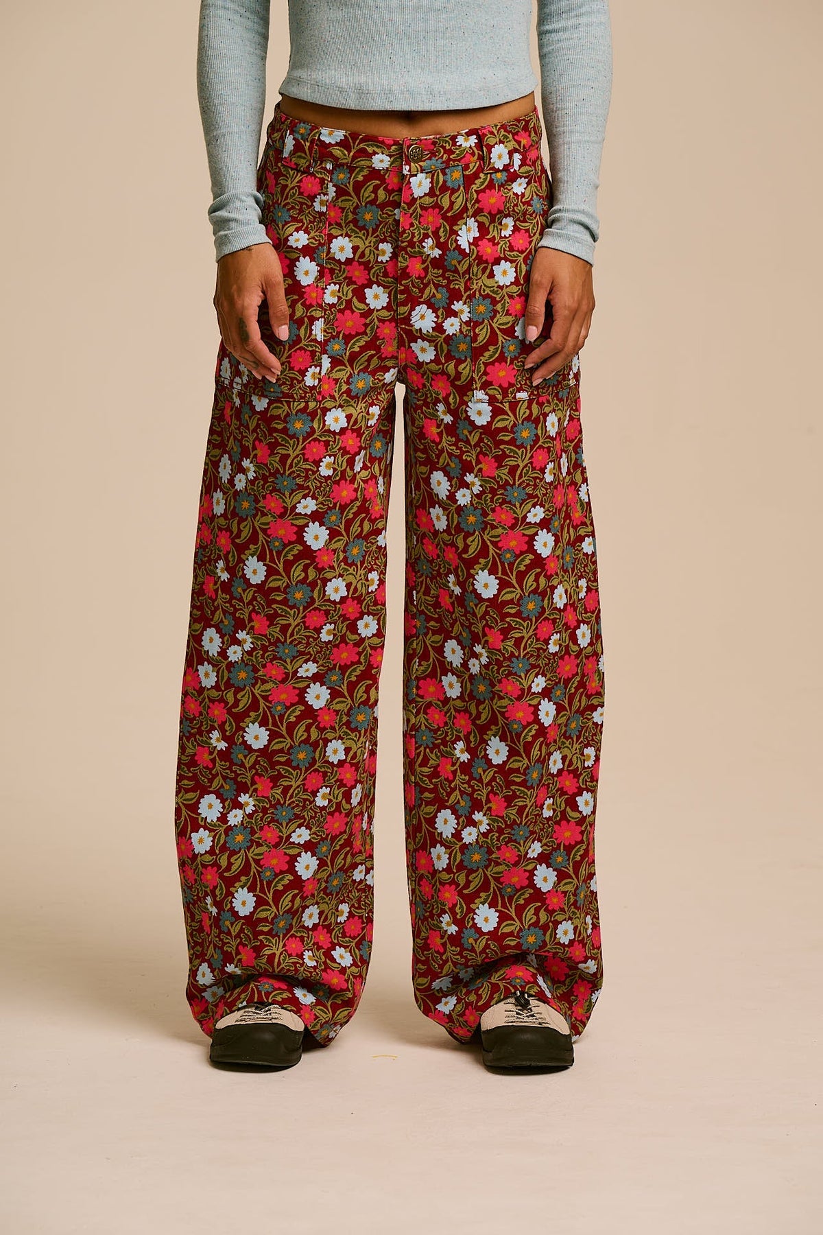 Delores Wide Leg Trousers - Organic Cotton in Palace Floral Print