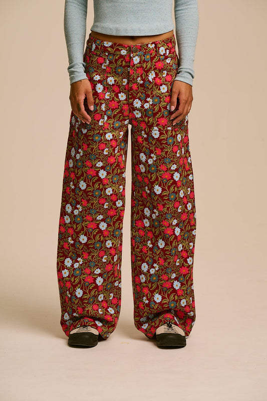 Delores Wide Leg Trousers - Organic Cotton in Palace Floral Print