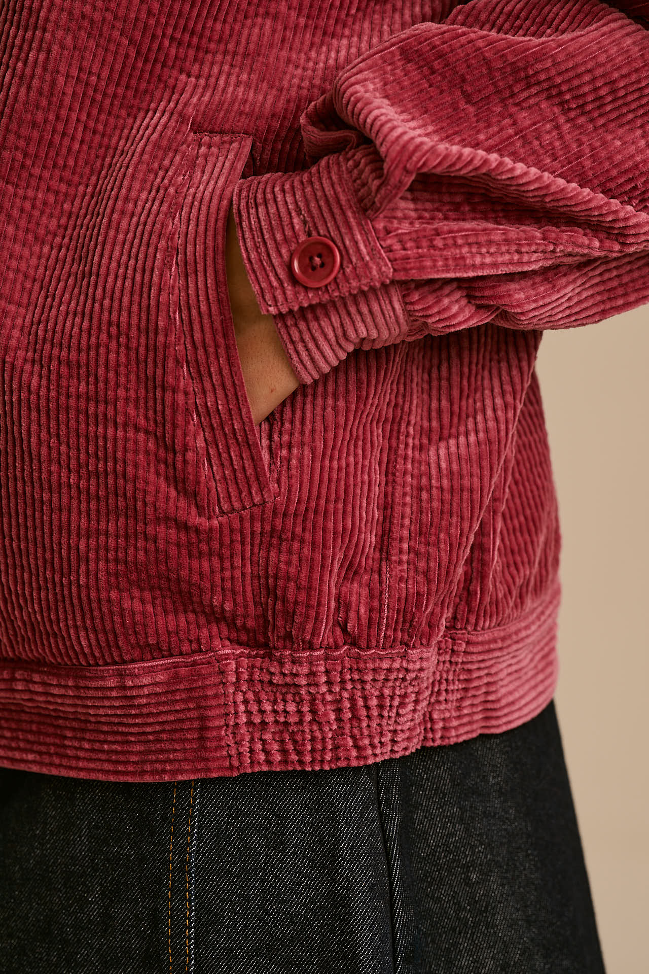Devan - Cotton Corduroy Jacket in Burgundy
