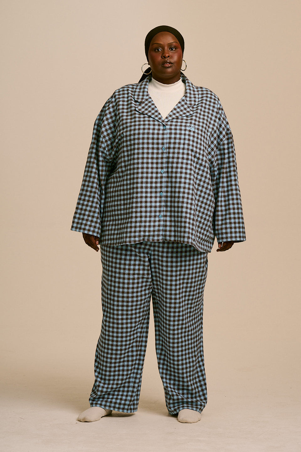 Dreamer - Pyjamas in Blue and Brown Checkerboard