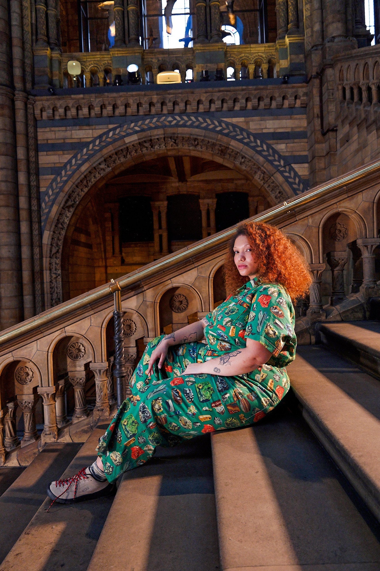 L.E Ragan - Cotton Jumpsuit in Green Minerals Natural History Museum & Yak