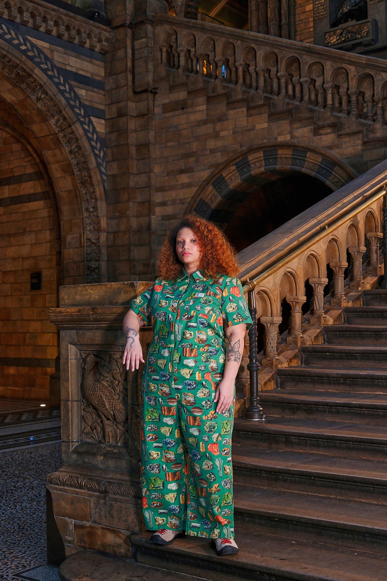 L.E Ragan - Cotton Jumpsuit in Green Minerals Natural History Museum & Yak