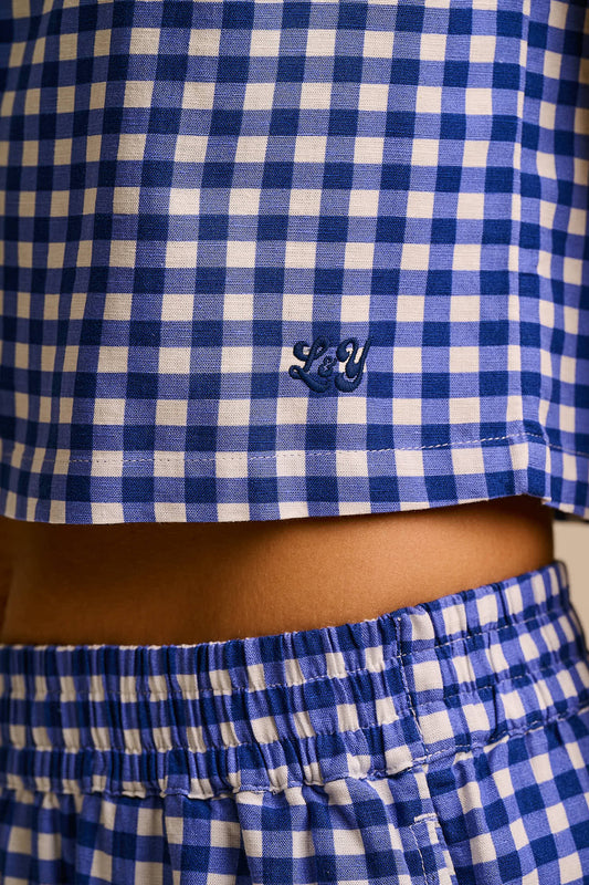 Etoile - Cotton Button Up Tank in Blue Check