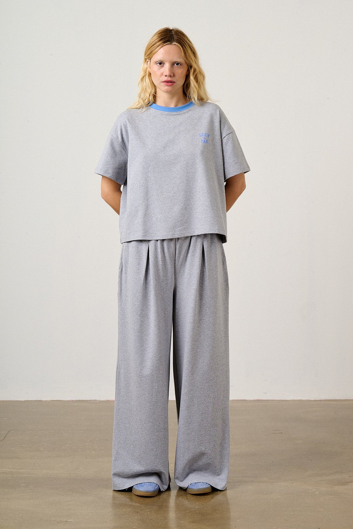 Tamsin - Jersey Extra Wide Trouser in Grey Marl