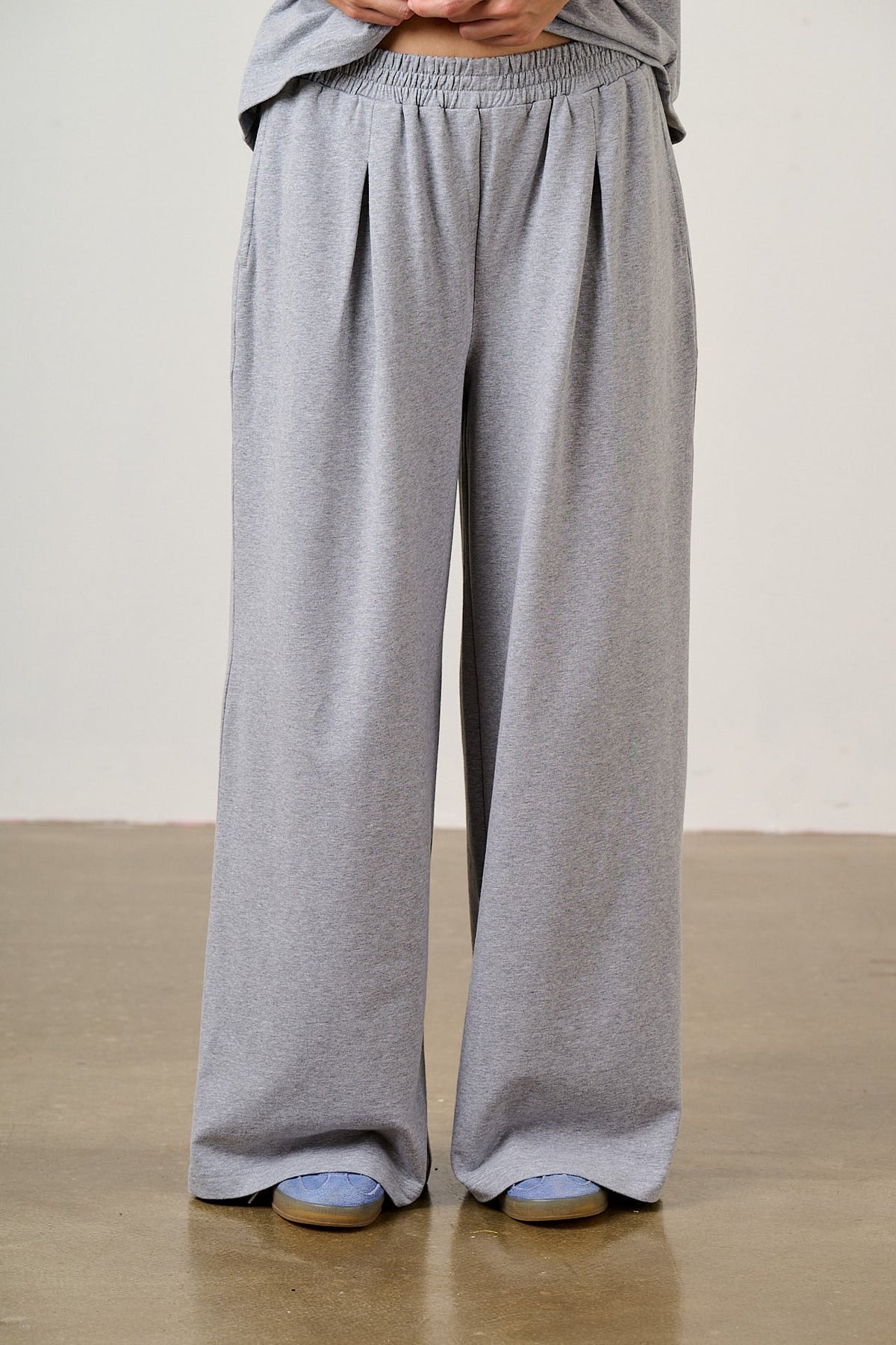 Tamsin - Jersey Extra Wide Trouser in Grey Marl