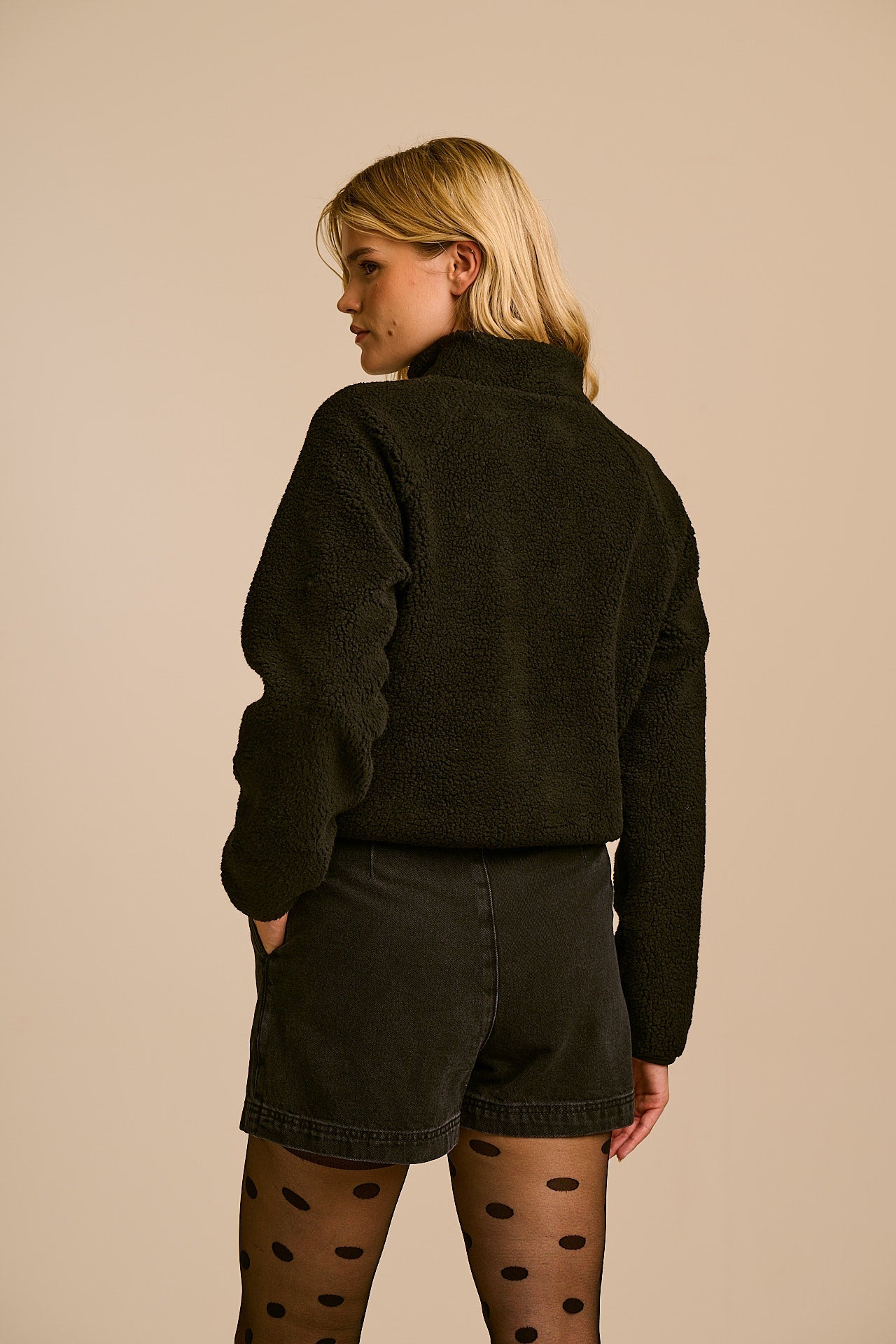 Finley - Borg Fleece Jacket in Black