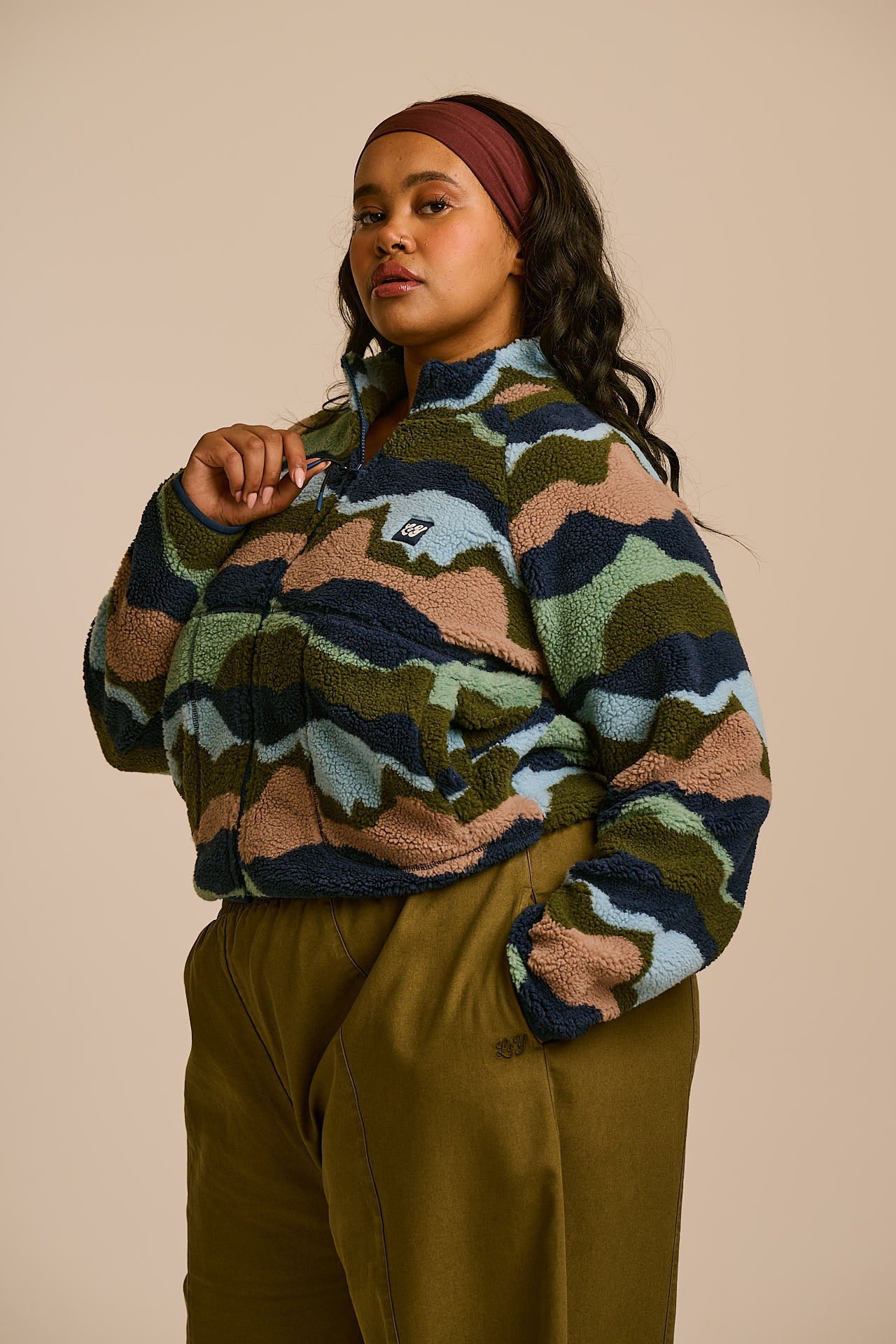 Finley - Borg Fleece Jacket in Earthy Landscape