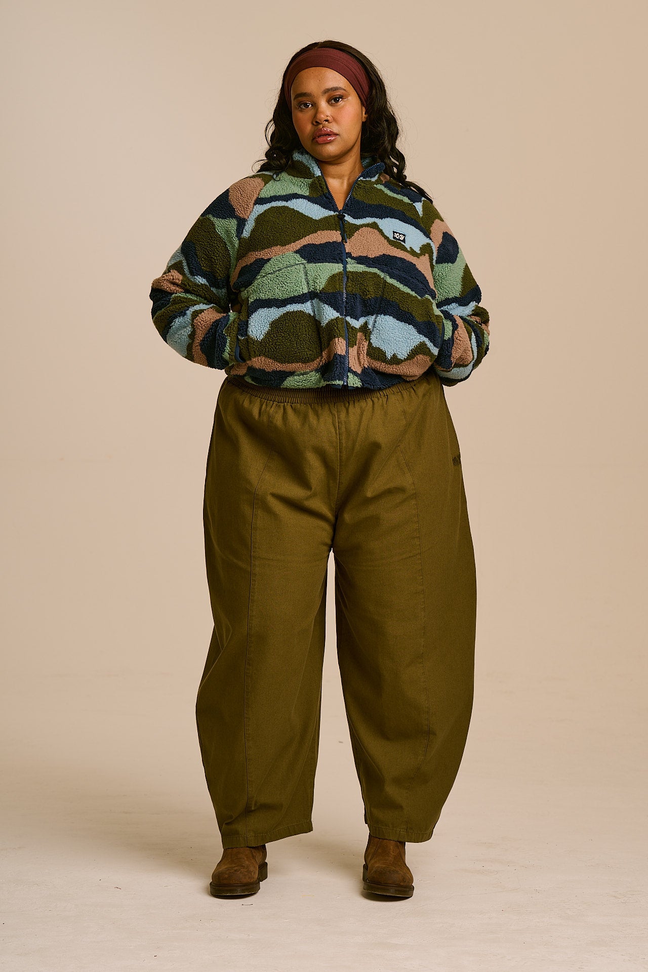Finley - Borg Fleece Jacket in Earthy Landscape
