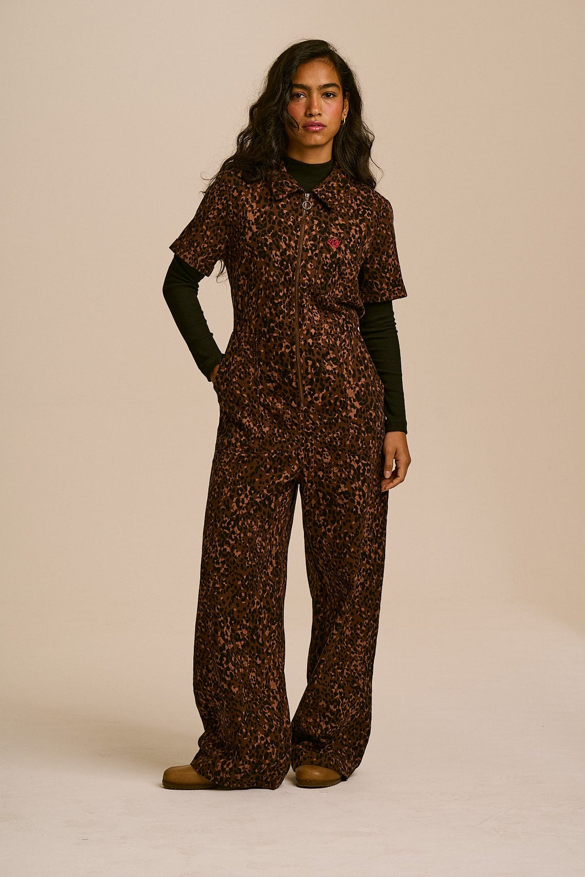 Finnegan Full Length Jumpsuit - Organic Cotton Twill in Animal