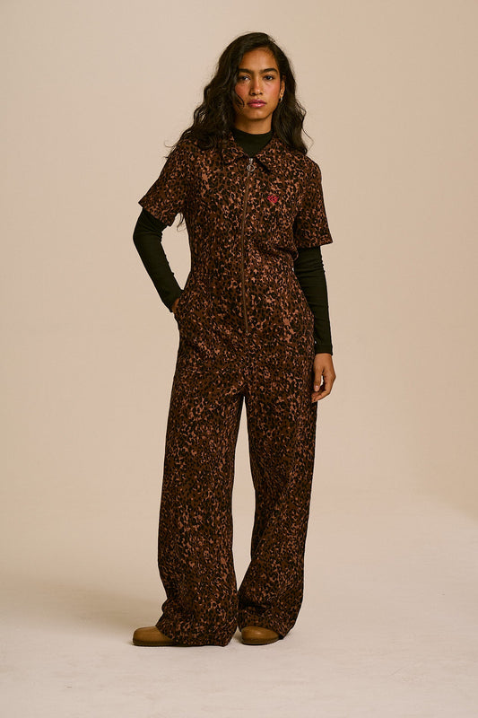 Finnegan Full Length Jumpsuit - Organic Cotton Twill in Animal
