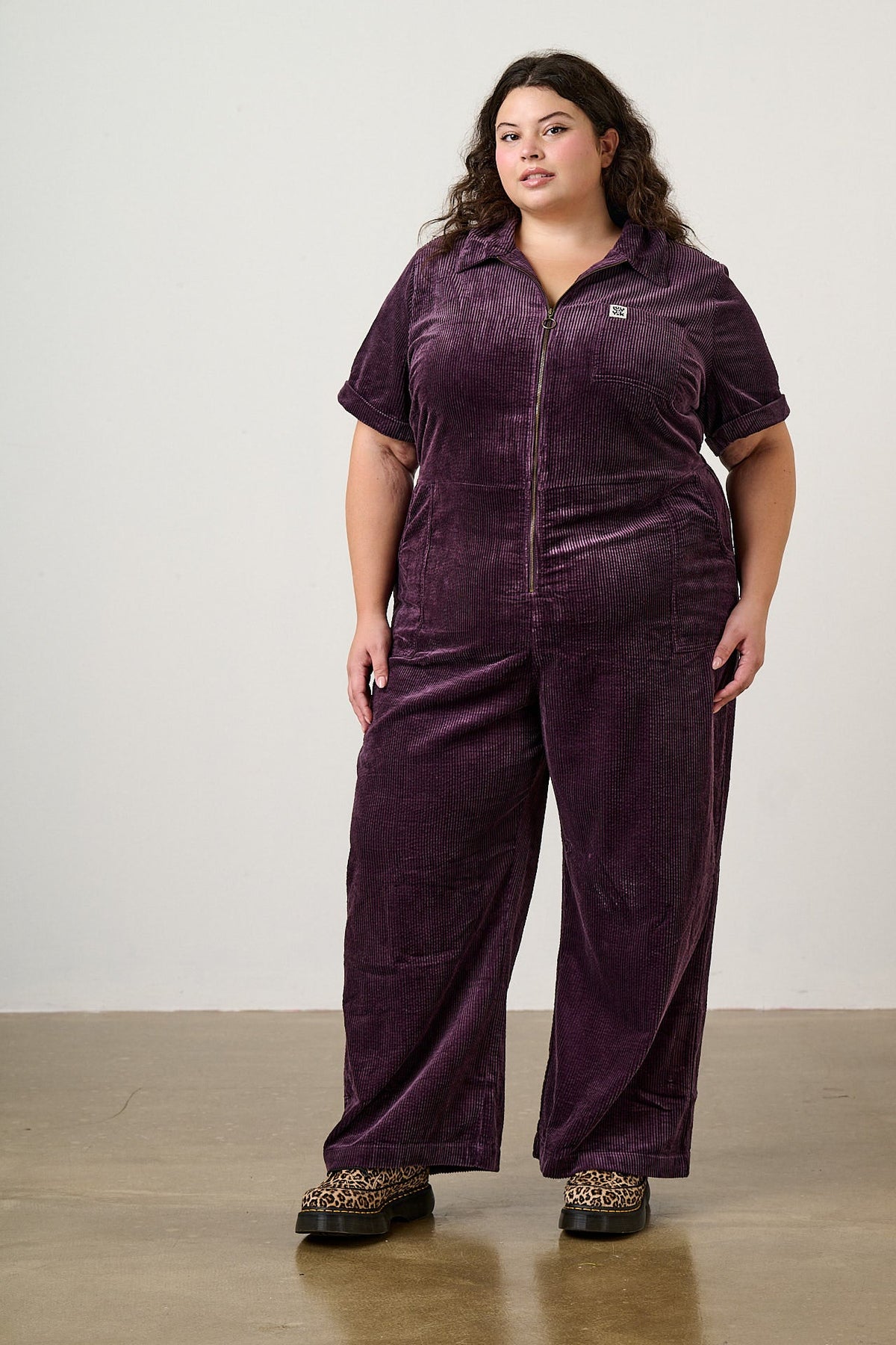 Finnegan - Organic Cotton Cord Full Length Jumpsuit in Plum Perfect