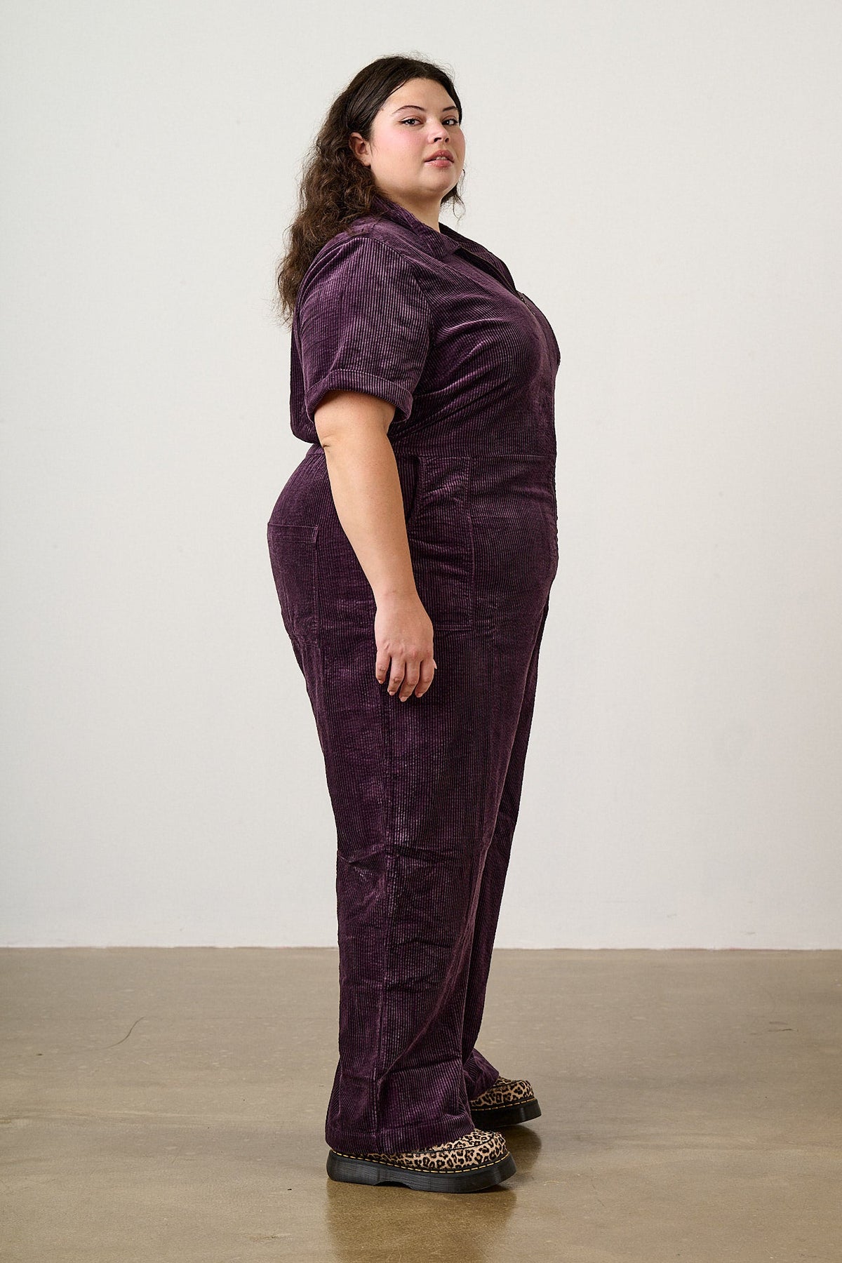 Finnegan - Organic Cotton Cord Full Length Jumpsuit in Plum Perfect