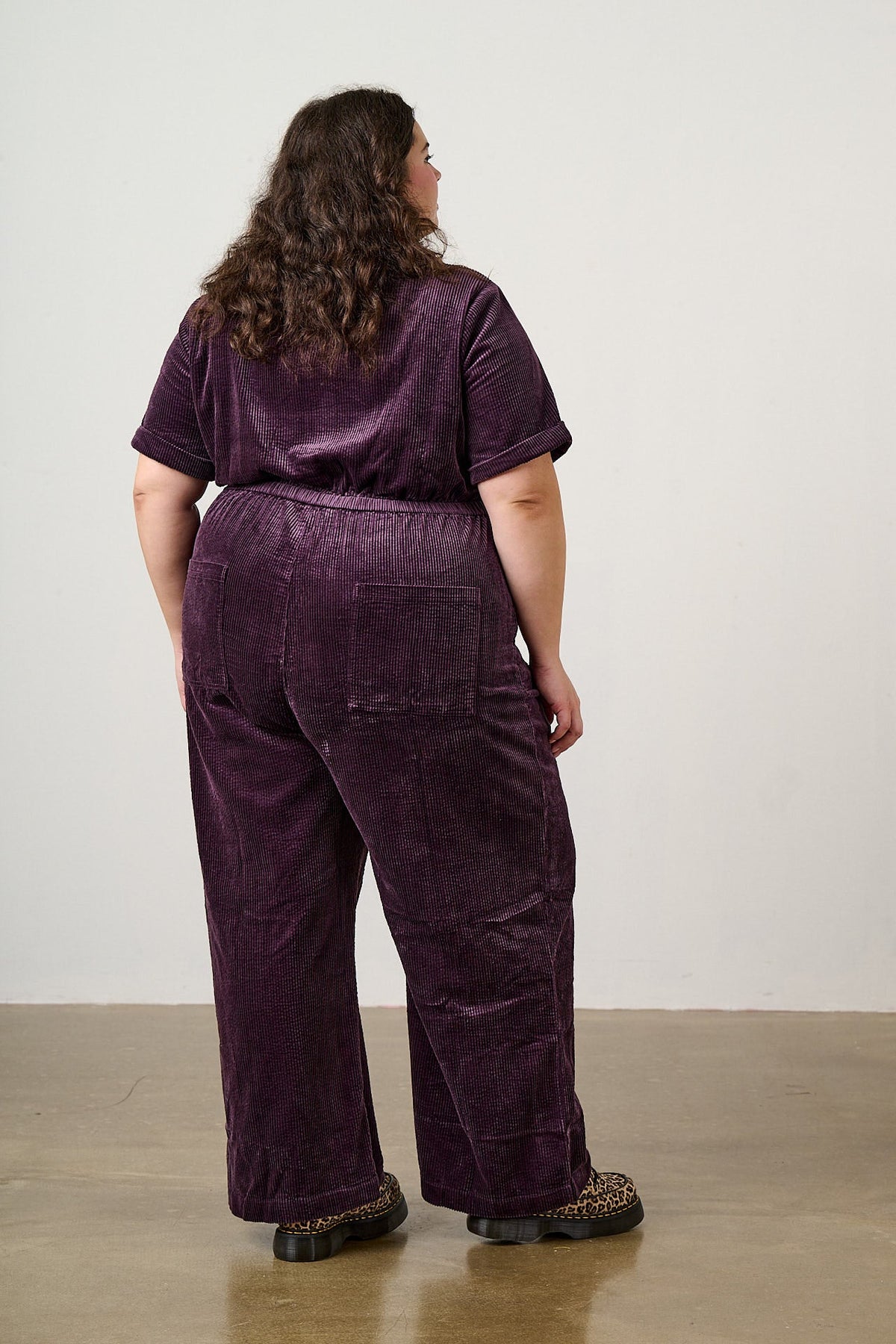 Finnegan - Organic Cotton Cord Full Length Jumpsuit in Plum Perfect
