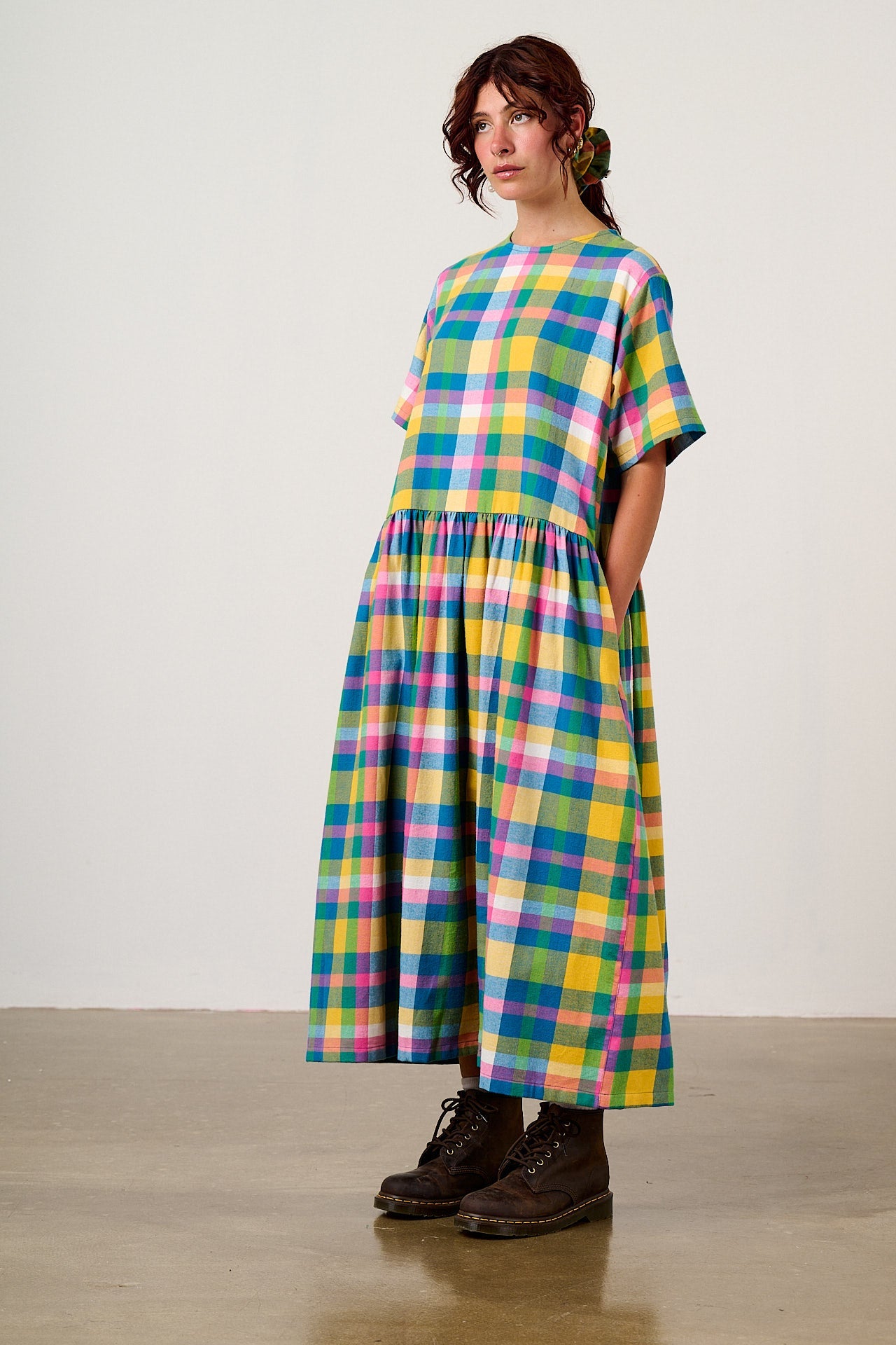 Georgia - Brushed Cotton Dress in Retro Picnic Fun Check