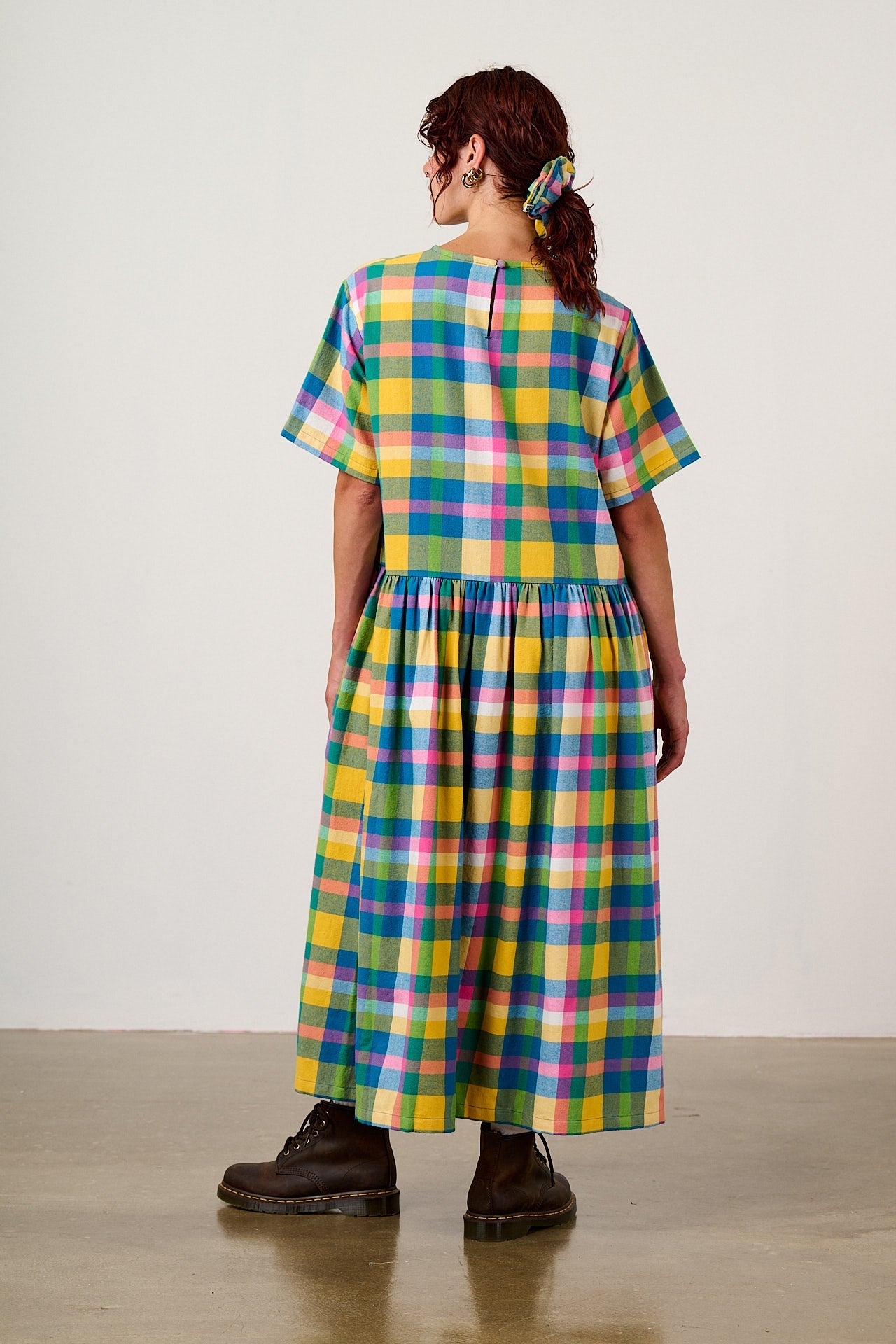 Georgia - Brushed Cotton Dress in Retro Picnic Fun Check