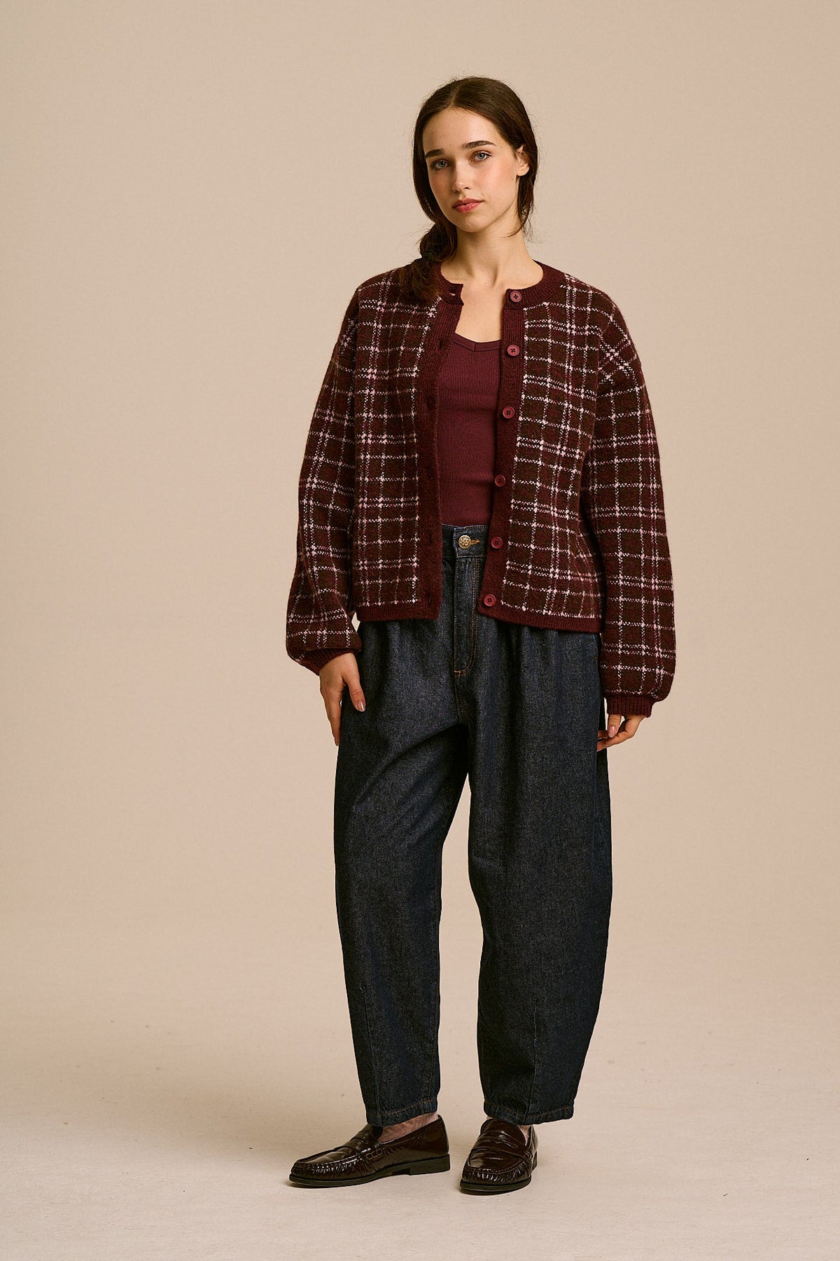 Gin - Cardigan in Romantic Check