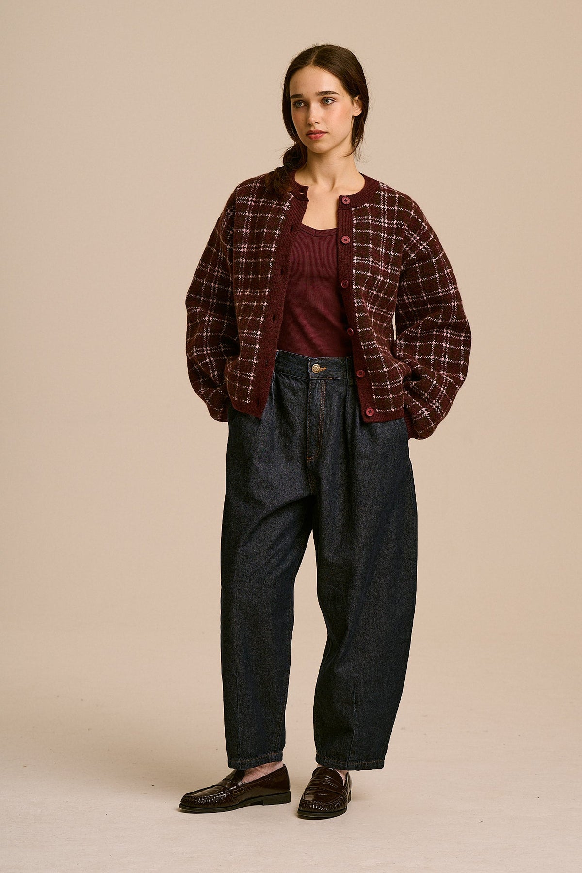 Gin - Cardigan in Romantic Check