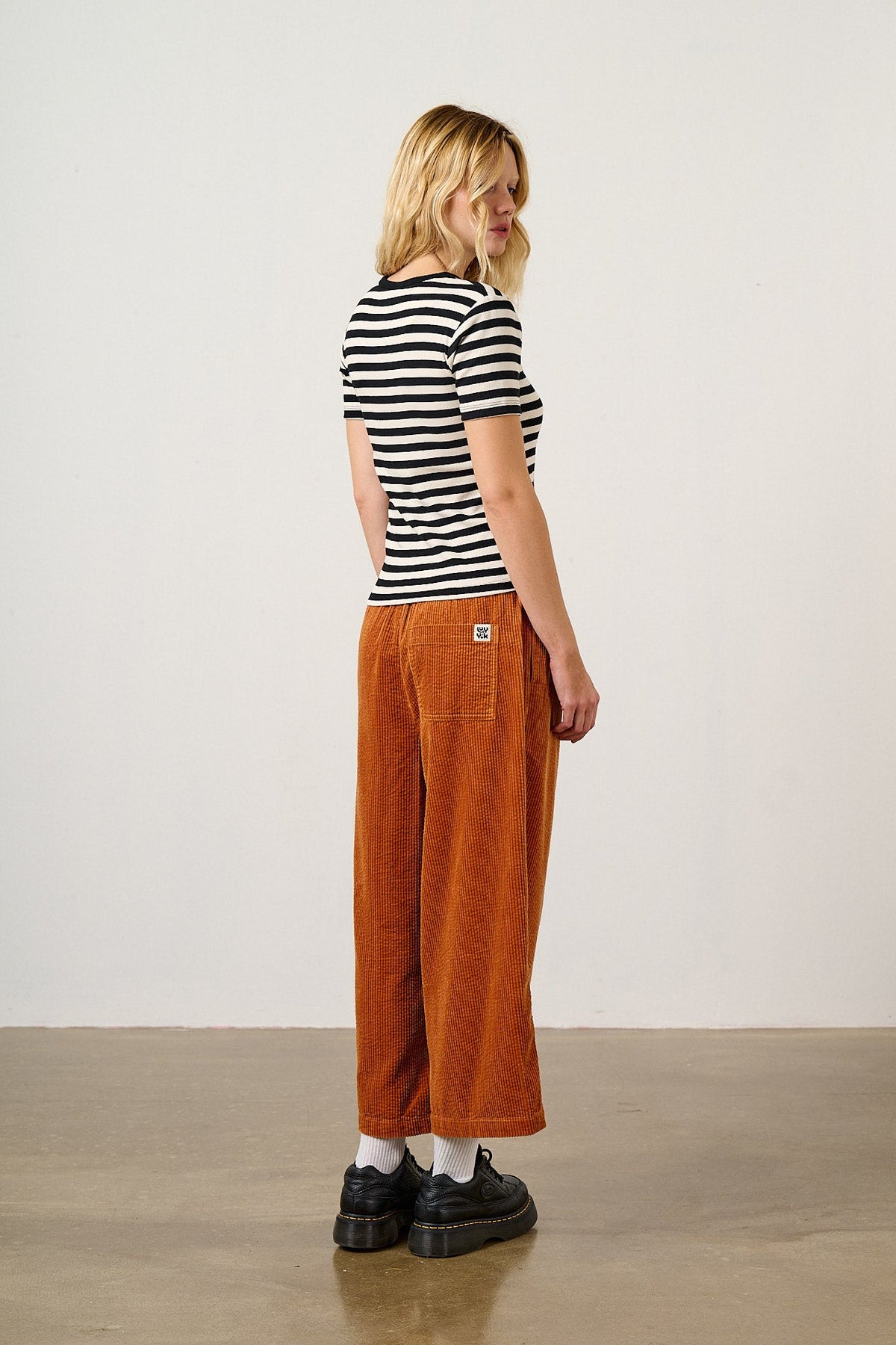 Gracie - Cotton T-Shirt in Monochrome Stripe
