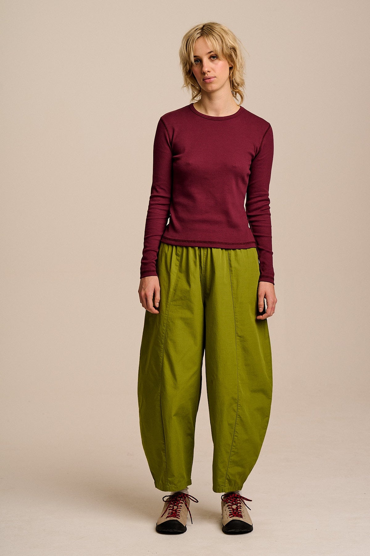 Grayson - Long Sleeve Cotton Jersey Top in Wine