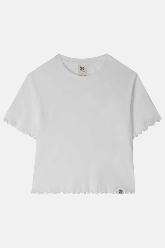 Greta - Cropped Cotton Top in Ecru