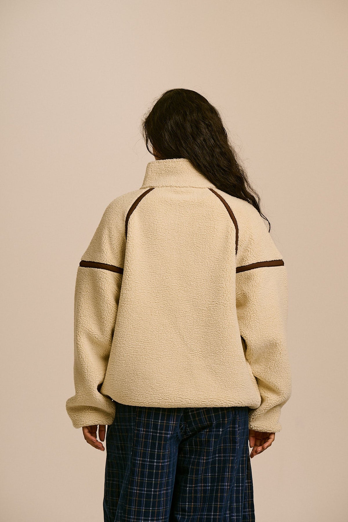 Hadley - Half Zip Fleece in Ecru and Chocolate